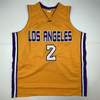 Autographed/Signed Derek Fisher Los Angeles LA Yellow Basketball Jersey Beckett BAS COA