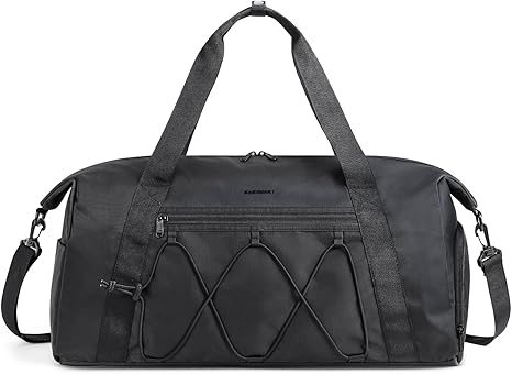 BAGSMART Small Gym Bag With Shoe Compartment & Wet Pocket, Lightweight Sports Travel Duffel Bag, Carry On Bag Weekender Overnight Bag, Water Resistant Sports Gym Tote Bags Swimming Yoga, Black