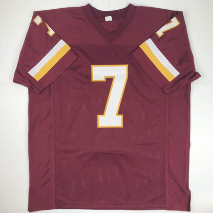 Autographed/Signed Joe Theismann Washington Burgundy Football Jersey Beckett BAS COA