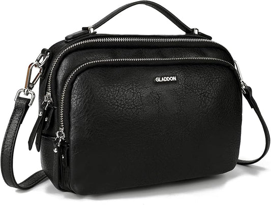 Multi Pockets Crossbody Purse for Women Small Cross Body Bag Soft Leather Shoulder Handbag with Top-Handle