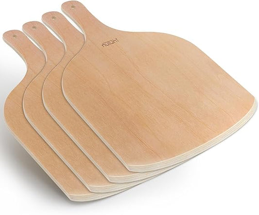 4 Pack Wooden Pizza Peel, 12 inch Premium Large Pizza Paddle Cutting Board for Pizza Oven, Stone, Pan or Grill, Pizza Spatula for Baking Bread and Cake Indoor&Outdoor