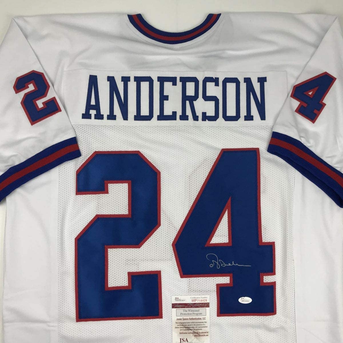 Autographed/Signed Ottis Anderson New York White Football Jersey JSA COA
