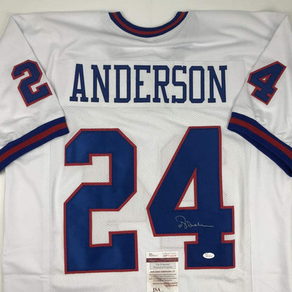 Autographed/Signed Ottis Anderson New York White Football Jersey JSA COA