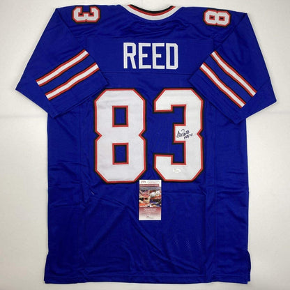 Autographed/Signed Andre Reed HOF 14 Buffalo Blue Football Jersey JSA COA