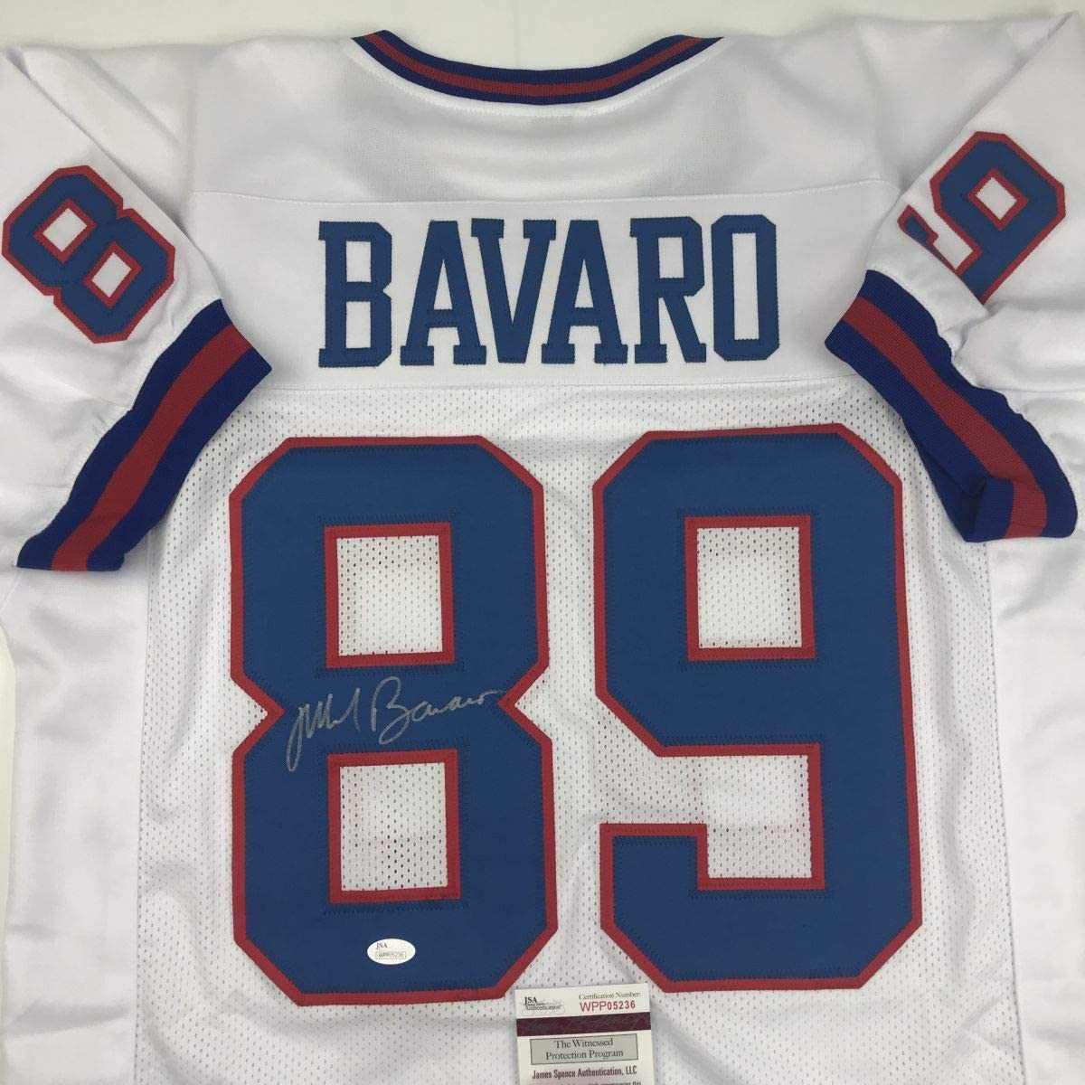 Autographed/Signed Mark Bavaro New York White Football Jersey JSA COA