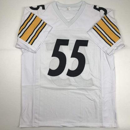 Autographed/Signed Devin Bush Pittsburgh White Football Jersey JSA COA