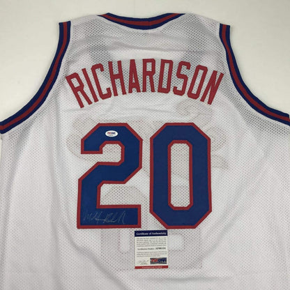 Autographed/Signed Micheal Ray Richardson New York White Basketball Jersey PSA/DNA COA