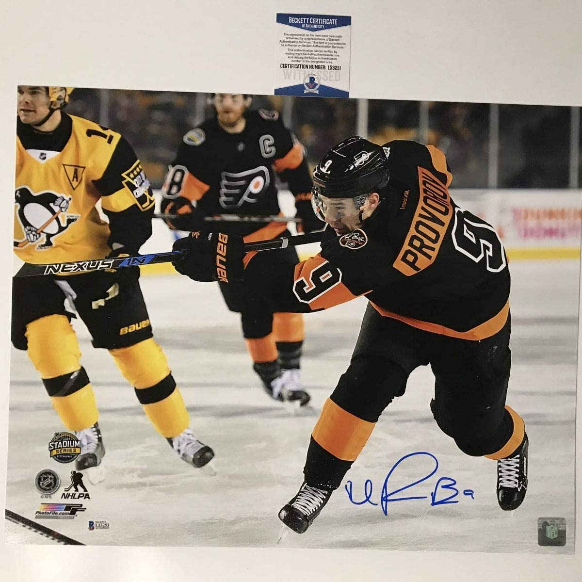 Autographed/Signed Ivan Provorov Philadelphia Flyers 16x20 Hockey Photo Beckett BAS COA