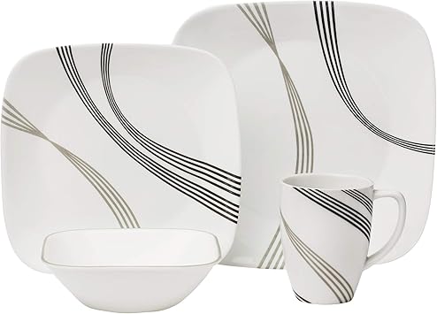 Corelle Boutique Square Urban Arc 16-Piece Dinnerware Set, Service for 4
