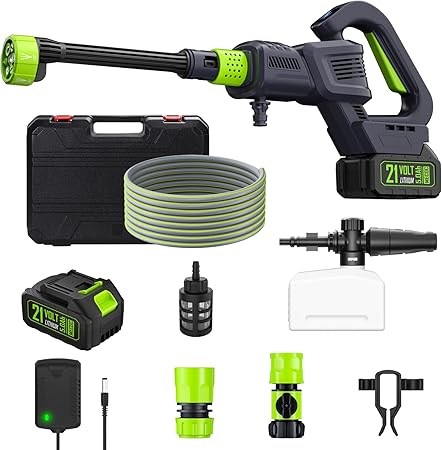 Cordless Pressure Washer, 970PSI Portable Power Washer with Rechargeable 4.0Ah Battery 6-in-1 Nozzle, 3 Speed Adjustment LCD Touch Screen, Handheld High-Pressure Car Washer Gun for Home/Floor