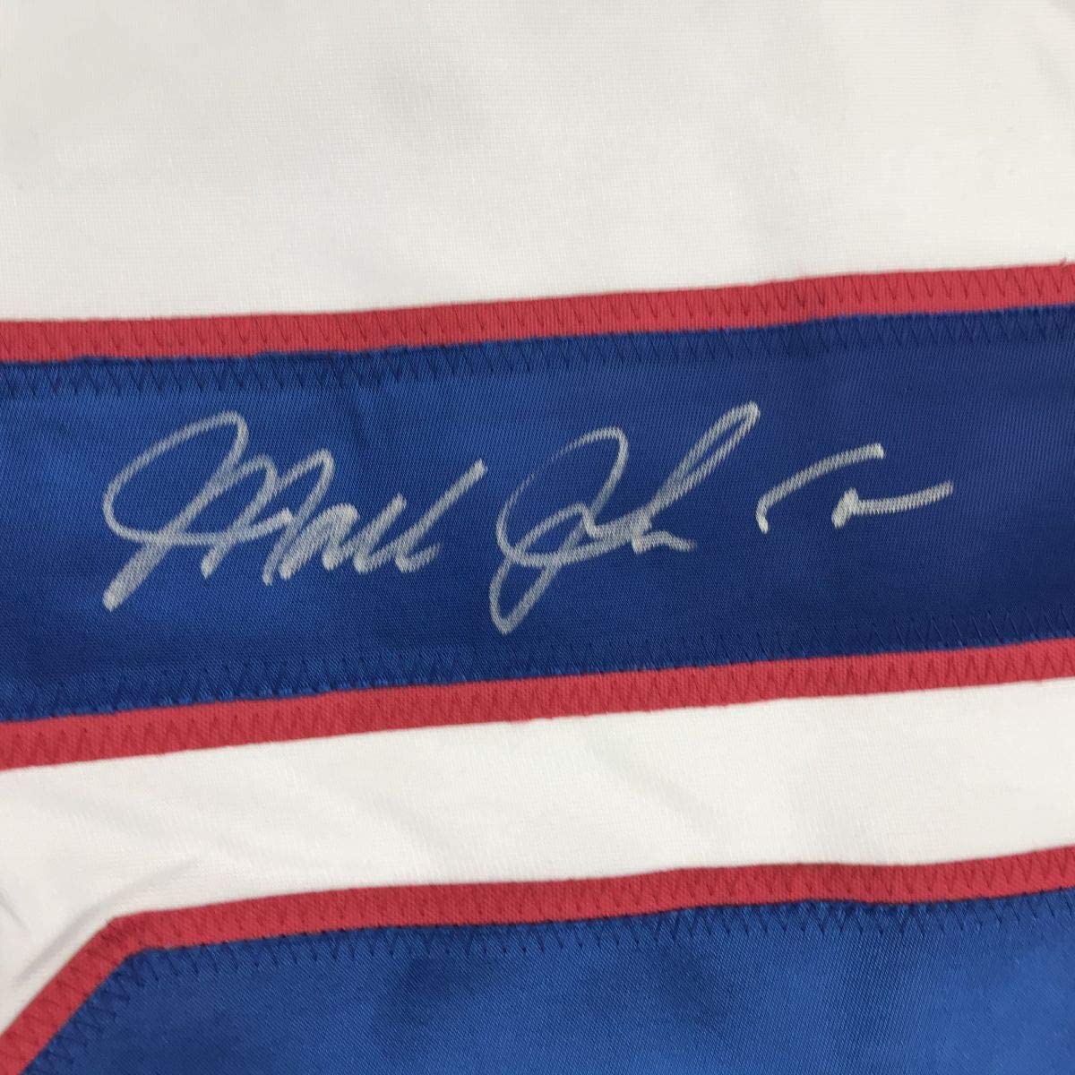 Autographed/Signed Mark Johnson White Team USA Miracle On Ice 1980 Olympics Hockey Jersey JSA COA