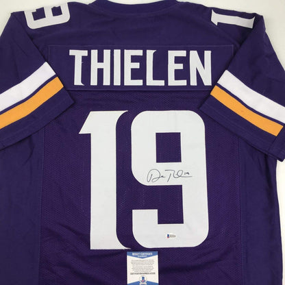 Autographed/Signed Adam Thielen Minnesota Purple Football Jersey Beckett BAS COA