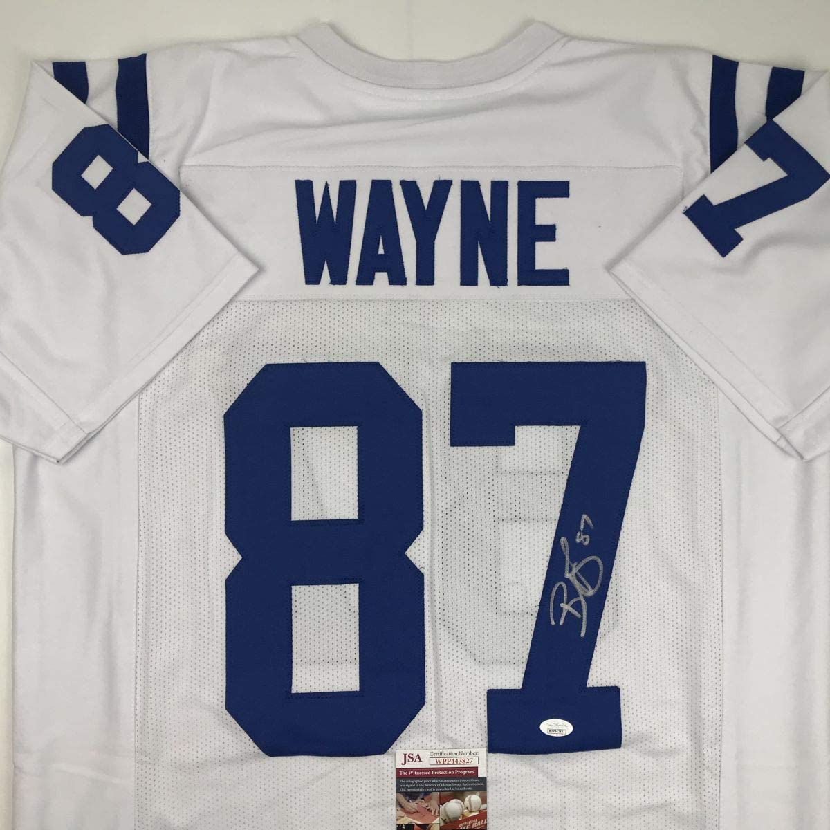 Autographed/Signed Reggie Wayne Indianapolis White Football Jersey JSA COA