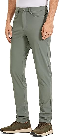 CRZ YOGA Men's Stretch Golf Pants - 33"/35'' Slim Fit Work Pants Stretch Waterproof 5-Pocket Thick Travel Pants