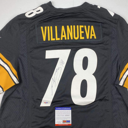 Autographed/Signed Alejandro Villanueva Pittsburgh Black Football Jersey PSA/DNA COA