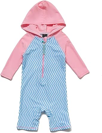 BONVERANO Baby Toddler Girls Hoodie-Style One Piece Swimsuit UPF 50+ Sun Protection Long Sleeve Zipper