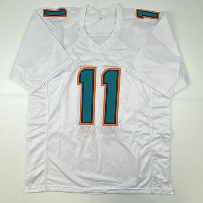 Autographed/Signed Devante Parker Miami White Football Jersey JSA COA