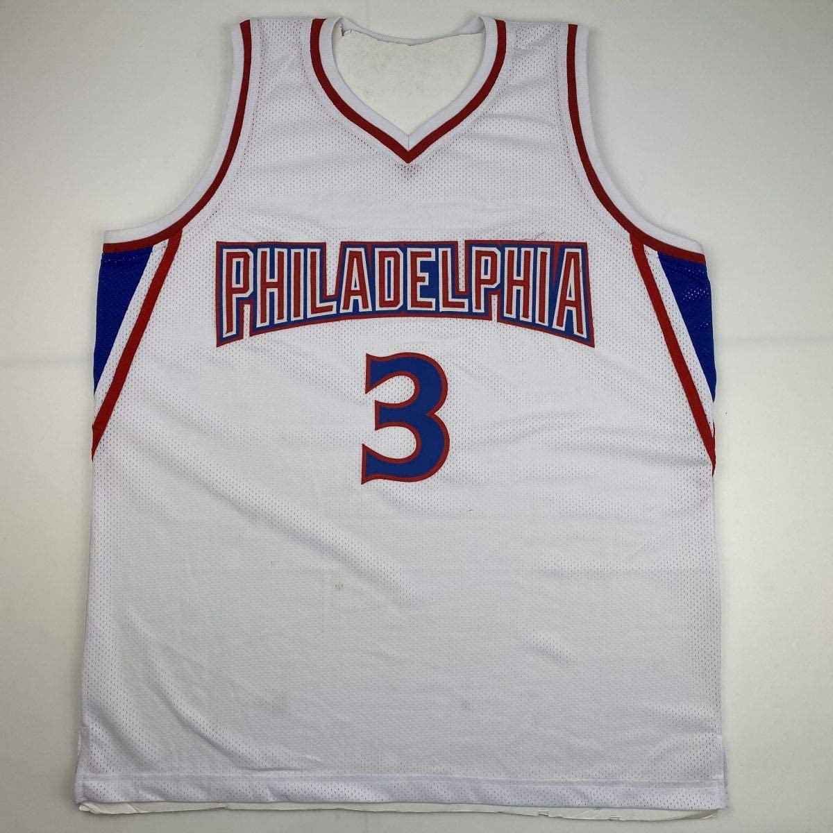 Autographed/Signed Allen Iverson Philadelphia White Retro Basketball Jersey JSA COA
