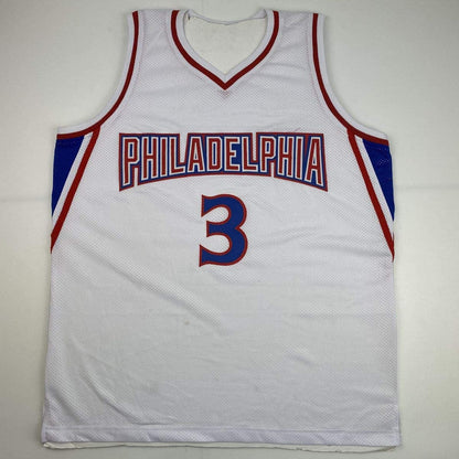 Autographed/Signed Allen Iverson Philadelphia White Retro Basketball Jersey JSA COA