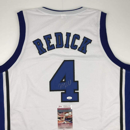 Autographed/Signed JJ J.J. Redick Duke White College Basketball Jersey JSA COA