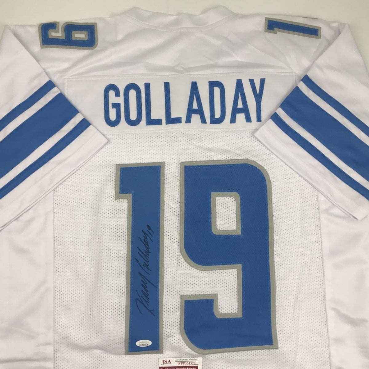 Autographed/Signed Kenny Golladay Detroit White Football Jersey JSA COA