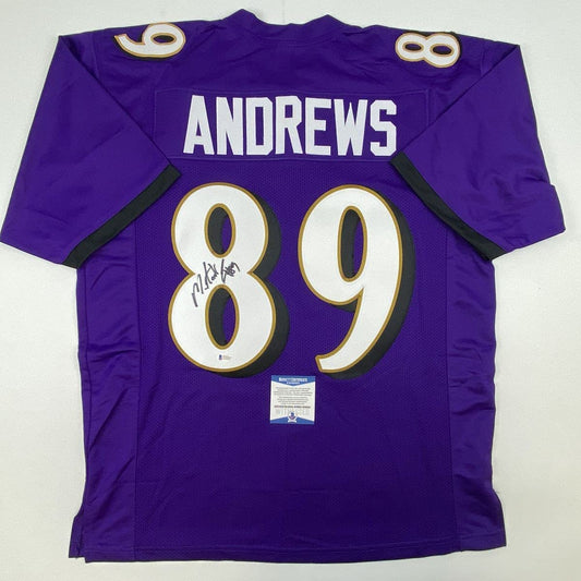 Autographed/Signed Mark Andrews Baltimore Purple Football Jersey Beckett BAS COA