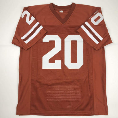 Autographed/Signed Earl Campbell HT 77 Texas Orange Stat College Football Jersey JSA COA