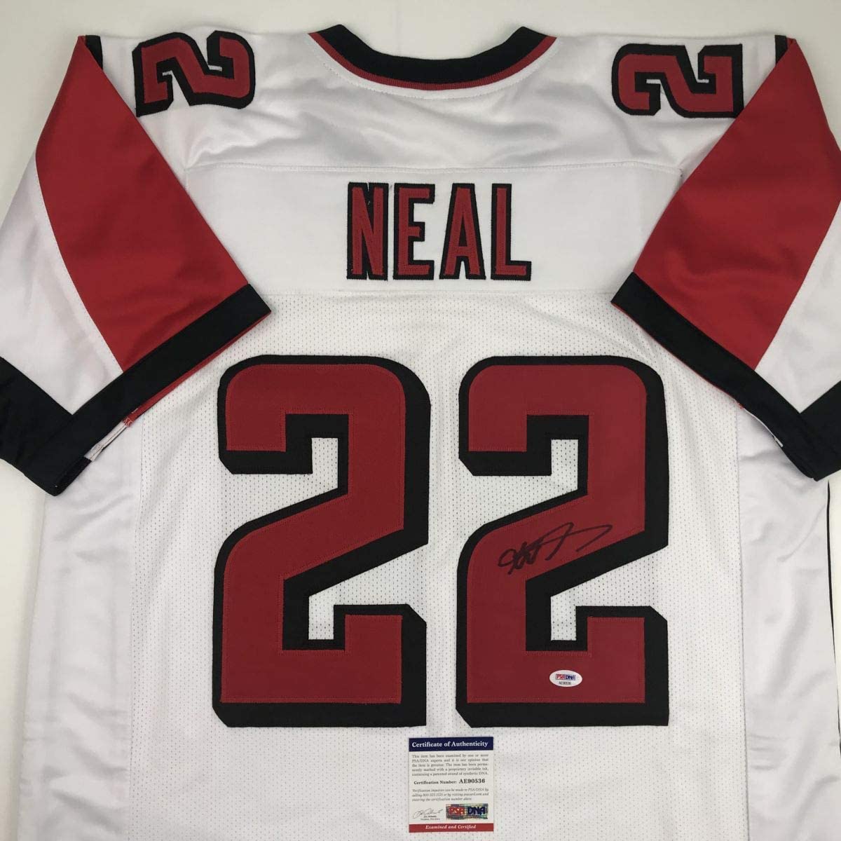 Autographed/Signed Keanu Neal Atlanta White Football Jersey PSA/DNA COA