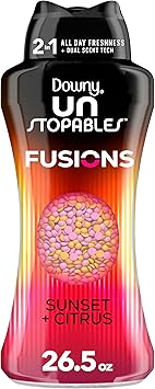 Downy Unstopables Fusions In-Wash Laundry Scent Booster Beads, Sunset and Citrus Scent, 26.5 oz, 2-in-1 All Day Freshness