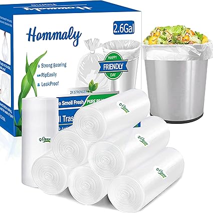2.6 Gallon 350pcs Clear small Trash Bags Strong Clear Garbage Bags, Bathroom mini Trash Can Bin Liners, Plastic Bags for home waste basket liner, fit 10 Liter, 2, 2.6, 3Gal«__Clear 350)