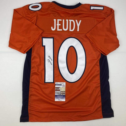 Autographed/Signed Jerry Jeudy Denver Orange Football Jersey JSA COA