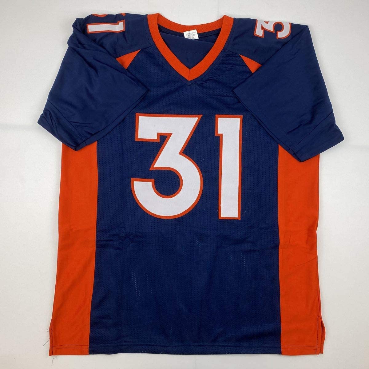 Autographed/Signed Justin Simmons Denver Blue Football Jersey PSA/DNA COA