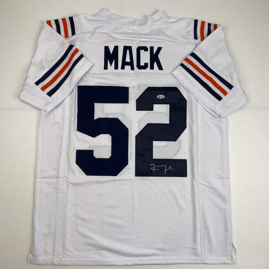 Autographed/Signed Khalil Mack Chicago Retro White Football Jersey Beckett BAS COA