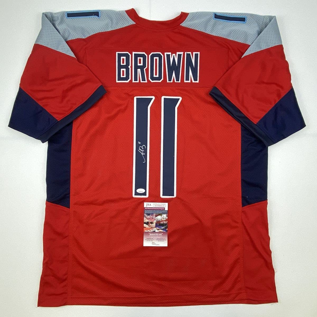 Autographed/Signed AJ A.J. Brown Tennessee Red Football Jersey JSA COA