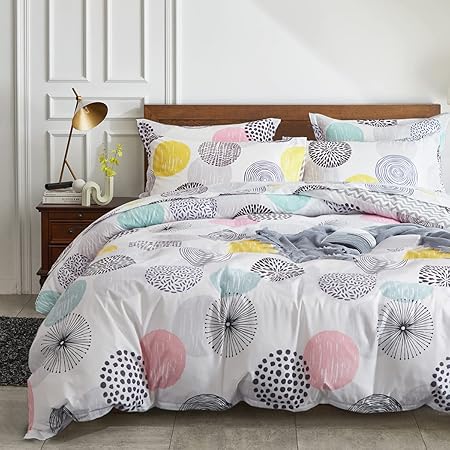 6 Pieces Comforter Sheet Set Twin Size Bed in a Bag - Colorful Dots Style - Soft Microfiber, Winter Warm Bedding Set (1 Comforter, 2 Pillow Shams, 1 Flat Sheet, 1 Fitted Sheet, 1 Pillowcases)