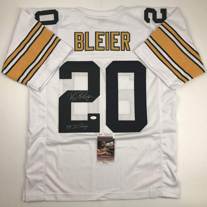 Autographed/Signed Rocky Bleier 4x SB Champ Pittsburgh White Football Jersey JSA COA