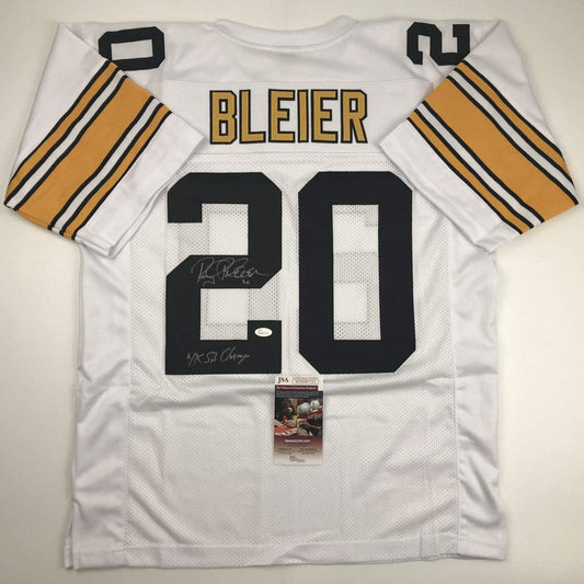 Autographed/Signed Rocky Bleier 4x SB Champ Pittsburgh White Football Jersey JSA COA