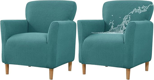 Banquet Armchair Slipcover Luxury Waffle Chair Slipcovers with Arms Stretch Chair Covers for Living Room Soft Club Chair Cover Anti Slip Dog Pet Friendly Furniture Protector, Blue