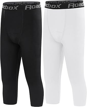 Roadbox Boys Compression Leggings´_‘Youth Athletic Pants Capris Tights´_‘Kids Sports Base Layer Basketball Running