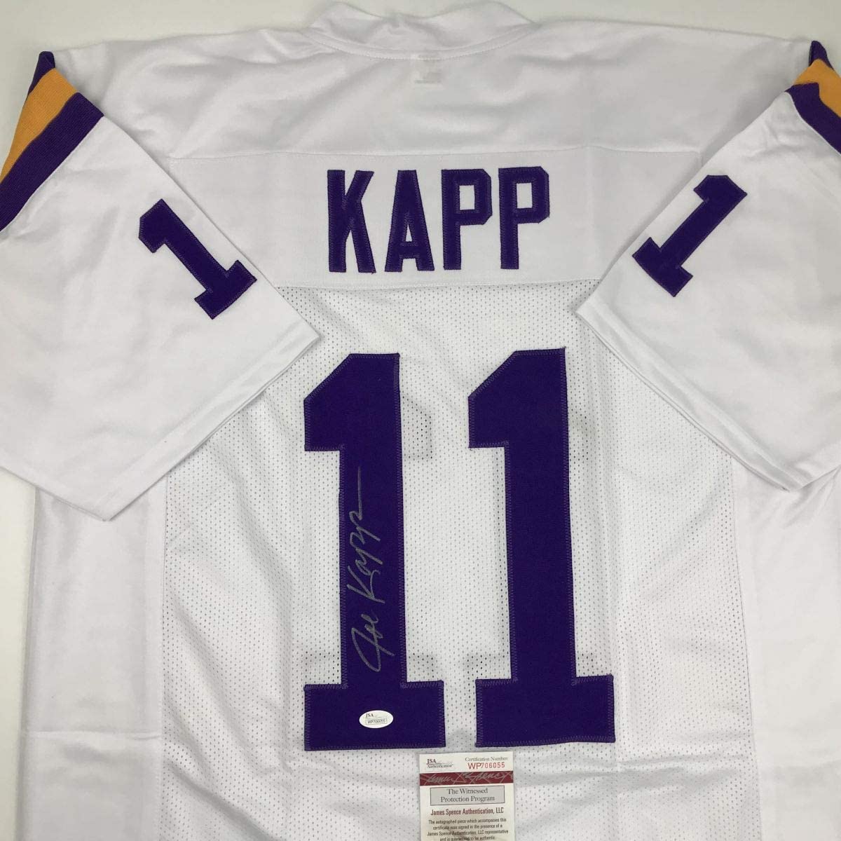 Autographed/Signed Joe Kapp Minnesota White Football Jersey JSA COA
