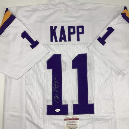 Autographed/Signed Joe Kapp Minnesota White Football Jersey JSA COA