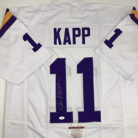 Autographed/Signed Joe Kapp Minnesota White Football Jersey JSA COA