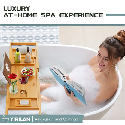 Premium Bathtub Tray Caddy - Expandable Bath Tray - Unique House Warming Gifts