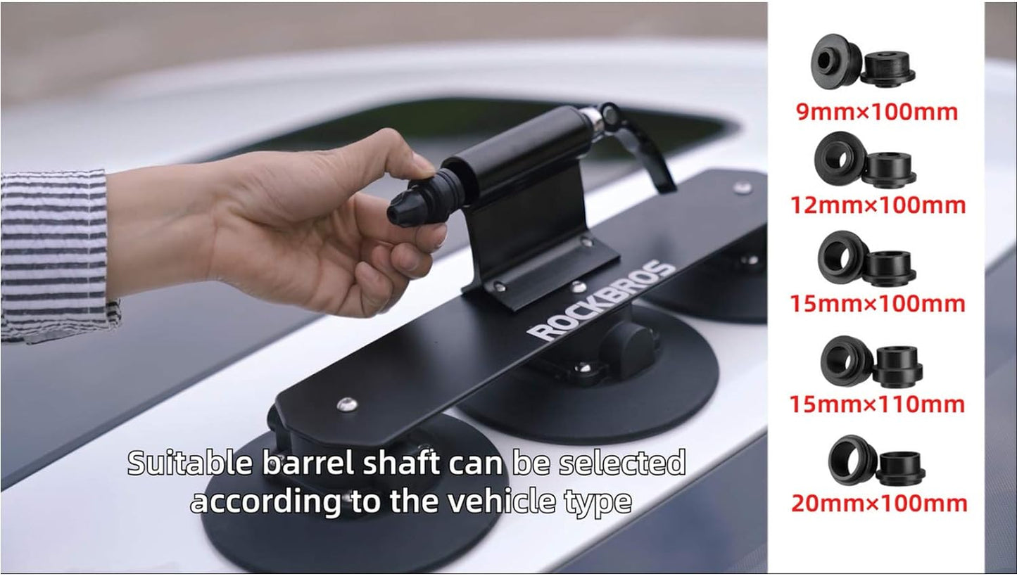 ROCKBROS Suction Cup Bike Rack Adapter 9/12/15/20mm Diameter 100/110mm Axle Length