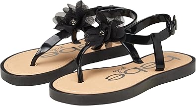bebe Girls' Sandals _Ü_ Snap Buckle Thong Toddler Sandals with Chiffon Flower - Cute Sandals for Girls (Toddler/Little Kid)