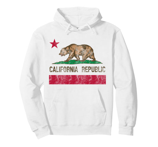 California Republic Flag Bear Hoodie - Aesthetic Graphic for Adults