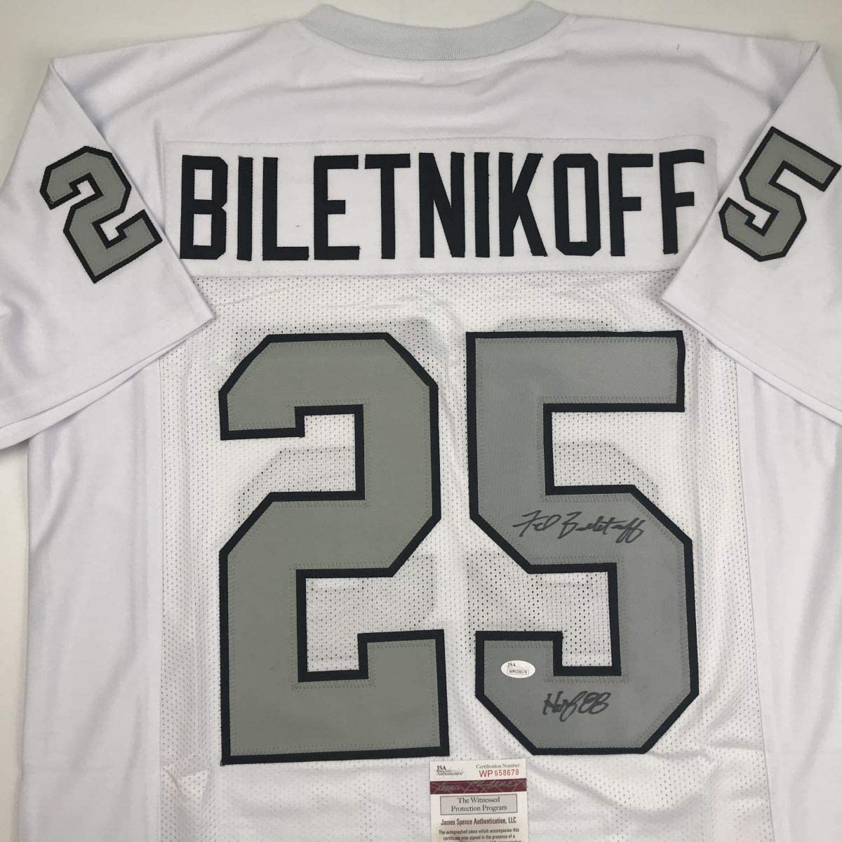 Autographed/Signed Fred Biletnikoff HOF 88 Oakland Color Rush Football Jersey JSA COA