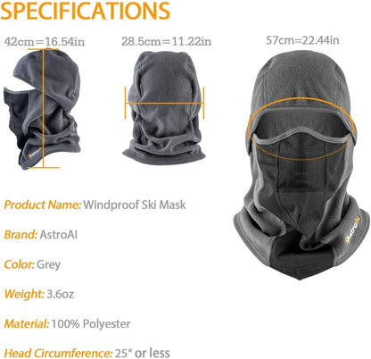 AstroAI Balaclava Ski Mask 2 Pack Winter Fleece Thermal Face Mask Cover for Men Women Warmer Windproof Breathable, Cold Weather Gear for Skiing, Outdoor Work, Riding Motorcycle & Snowboarding, Black