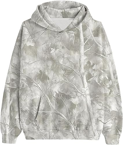 Womens Camo Hoodie Maple Leaf Printed Sweatshirt Oversized Hooded Sweatshirt Fleece Pullover Sweatshirt Trendy Outfits