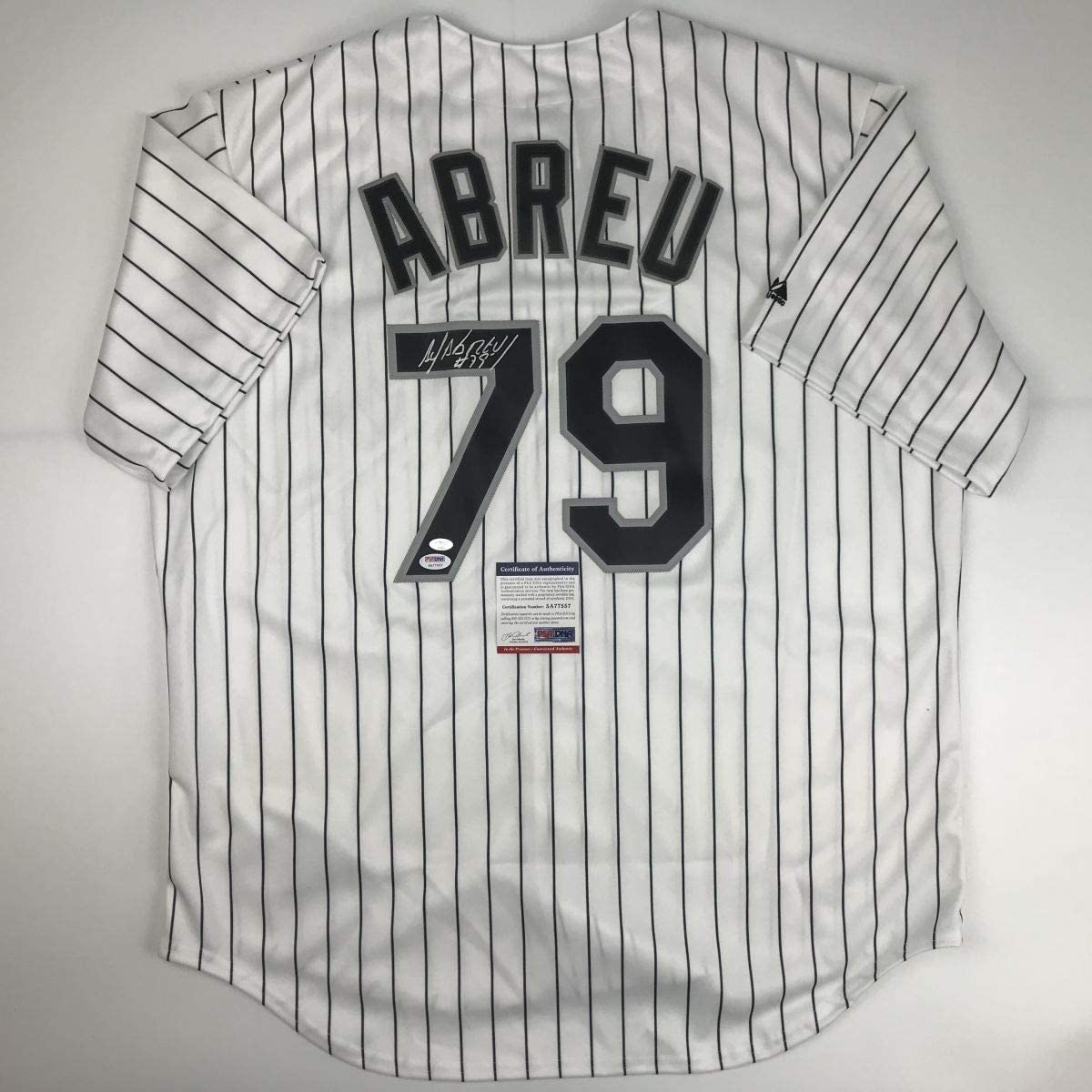Autographed/Signed Jose Abreu Chicago Sox White Baseball Jersey PSA/DNA COA